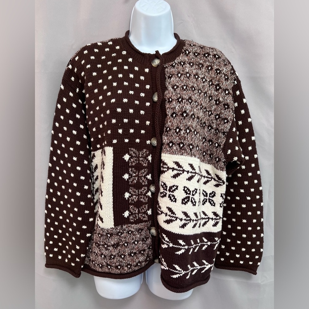 Marisa Christina Petite Sweater‎ Size PL Brown Beige Button Front Cardigan